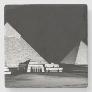 Black and White Pyramids Stone Coaster