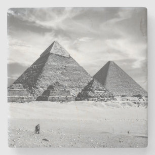 Black and White Pyramids Stone Coaster