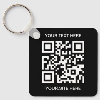 Black and White QR Code Key Ring