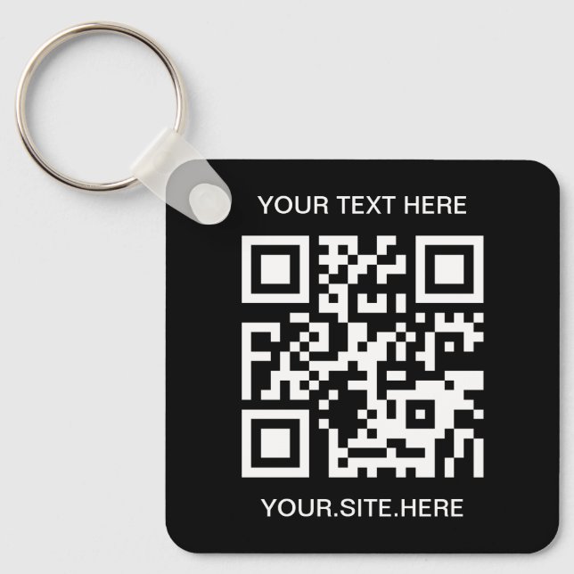 Black and White QR Code Key Ring (Front)