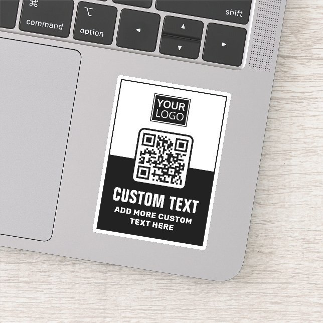 Black and white QR code, logo and custom text (Detail)