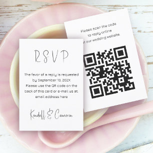 Black and White QR code RSVP Wedding Enclosure Card