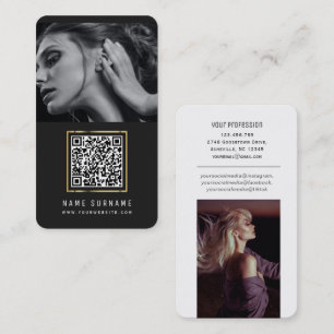 Black and white QR code social media modern photos Business Card
