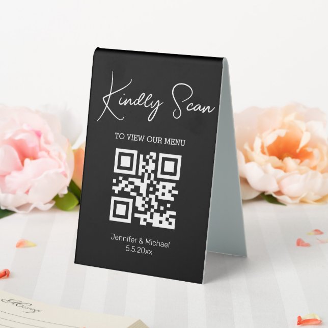 black and white qr code wedding menu  (In SItu (Wedding))