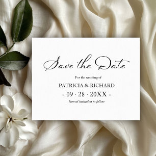 Black And White QR Code Wedding Save The Date Postcard