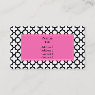 Black and White Quatrefoil Business Card