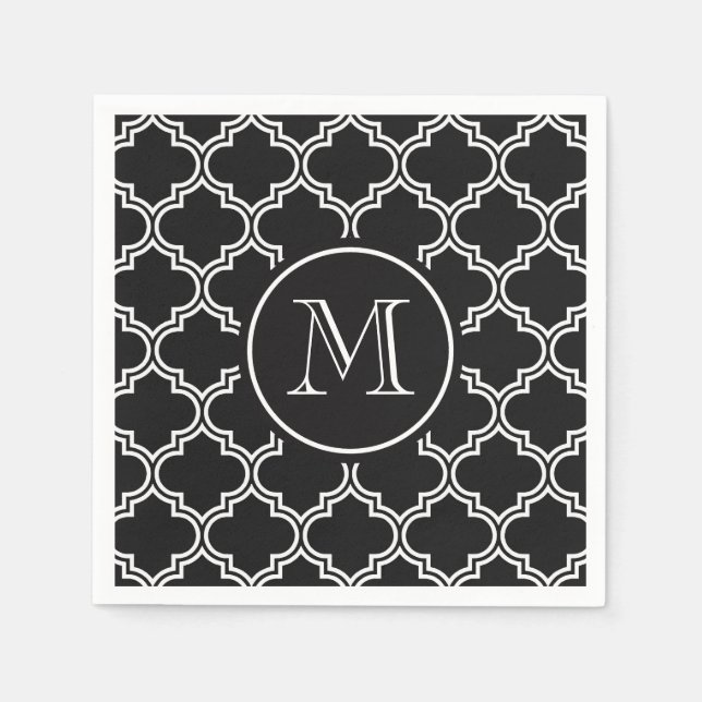 Black and White Quatrefoil Napkin (Front)