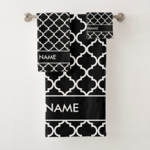 Black and white quatrefoil pattern personalised
