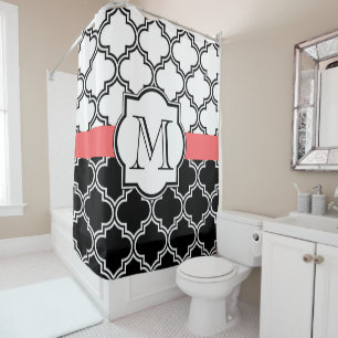 Black and White Quatrefoil Shower Curtain