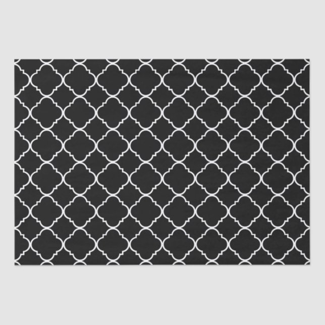 Black and White Quatrefoil Tissue Paper (Front)
