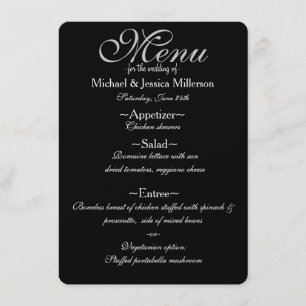 Black and White Quatrefoil Wedding Menu