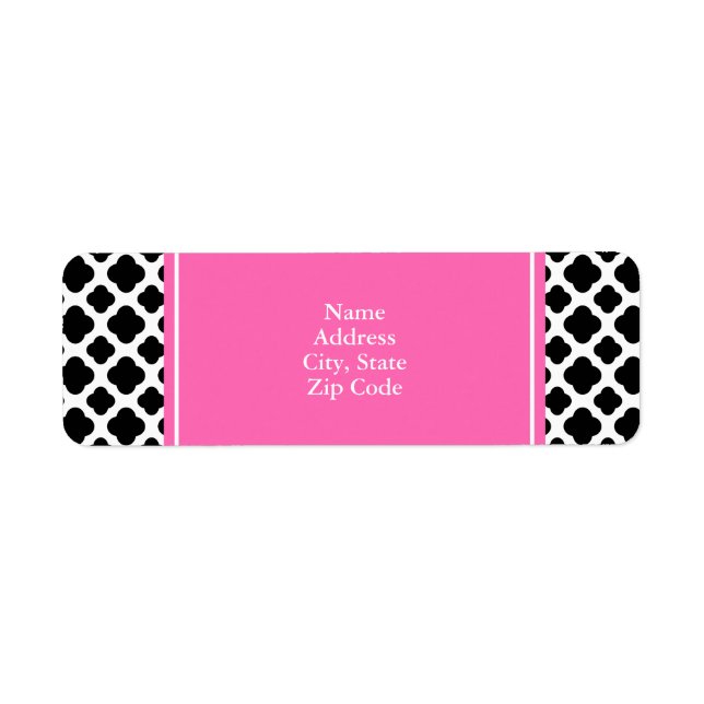 Black and White Quatrefoil with Hot Pink (Front)