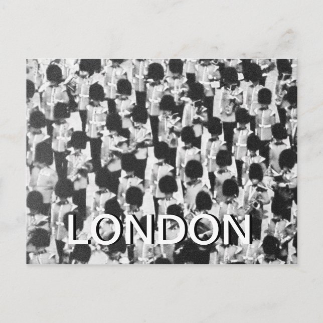 Black and white Queen guards parade postcard (Front)
