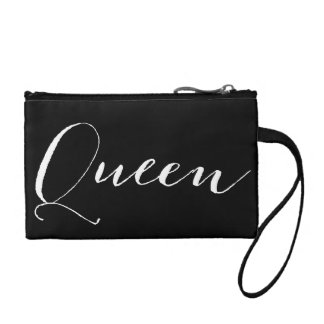 Black and White Queen Key Coin Clutch