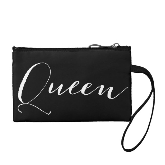 Black and White Queen Key Coin Clutch (Front)