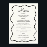 Black and White Quirky Hand Drawn Wave Wedding Menu<br><div class="desc">Add a playful touch to your reception with our Personalised Black and White Quirky Hand Drawn Wave wedding menu. Perfect for Doodle Wedding celebrations and timeless Old Money Wedding themes, these wedding menu cards are a stylish choice. Discover unique wedding menu ideas to complement your special day with these charming...</div>