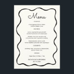 Black and White Quirky Hand Drawn Wave Wedding Menu<br><div class="desc">Add a playful touch to your reception with our Personalised Black and White Quirky Hand Drawn Wave wedding menu. Perfect for Doodle Wedding celebrations and timeless Old Money Wedding themes, these wedding menu cards are a stylish choice. Discover unique wedding menu ideas to complement your special day with these charming...</div>