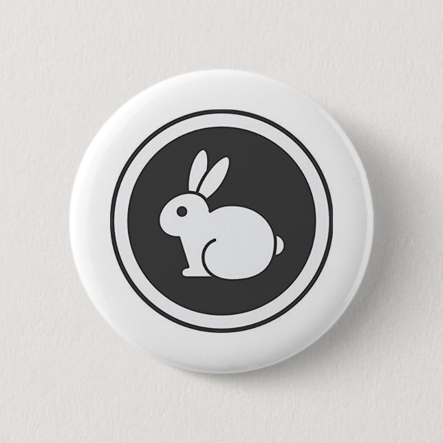 Black And White Rabbit 6 Cm Round Badge (Front)