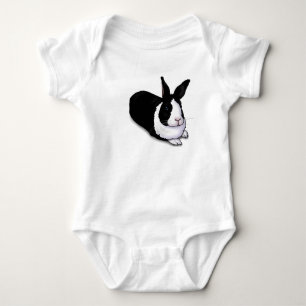 Black and White Rabbit Baby Bodysuit