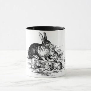 Black and white Rabbit Family Coffee Mug