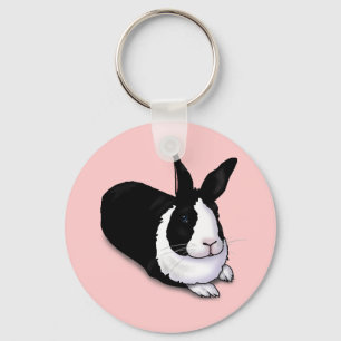 Black and White Rabbit Key Ring