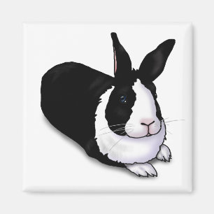 Black and White Rabbit Magnet