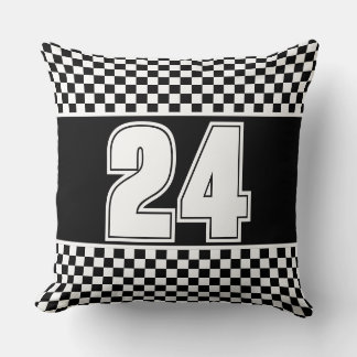 Black And White Race Number  Cushion