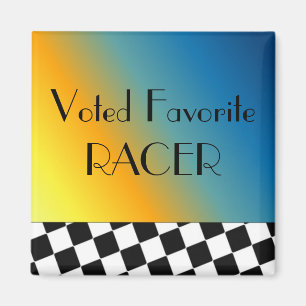 Black and White Racing Checks Magnet