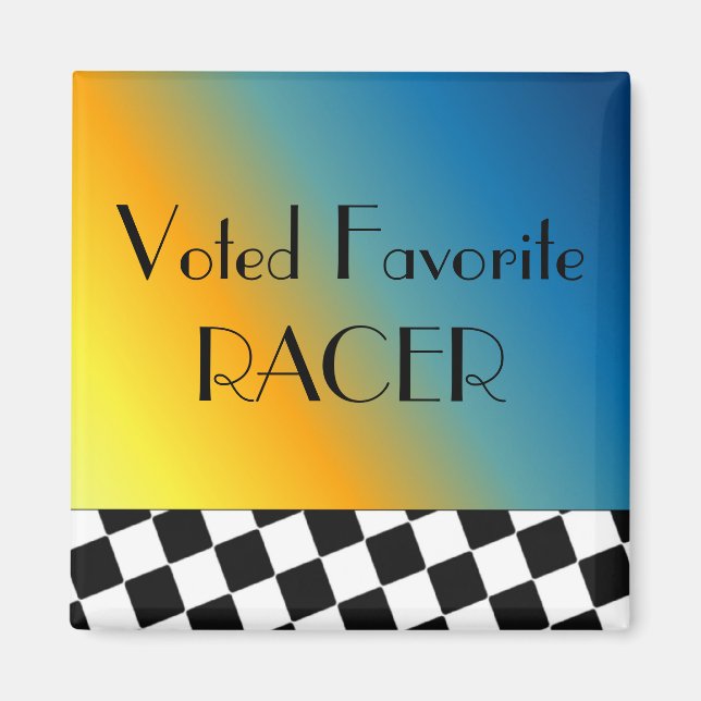 Black and White Racing Checks Magnet (Front)
