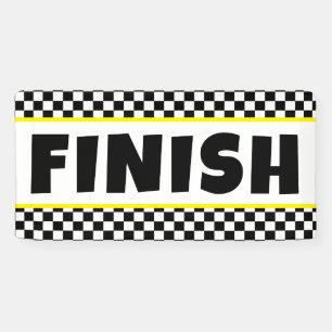 Black and white Racing Finish Line Banner