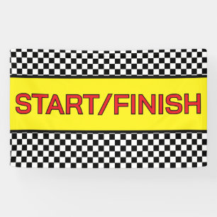 Black and white Racing START finish Line Banner