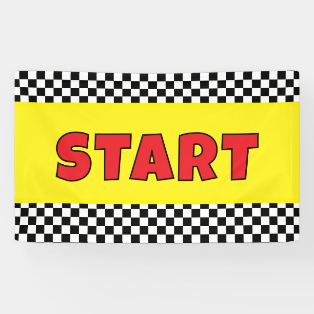 Black and white Racing START Line Banner (Horizontal)