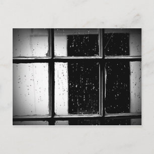 Black and White Rain on Window Postcard