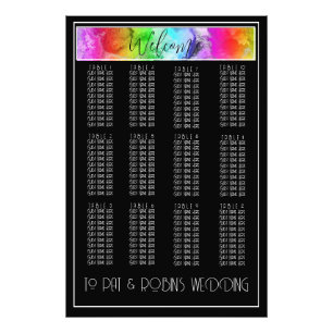 Black and White Rainbow Ink Seating Chart Print