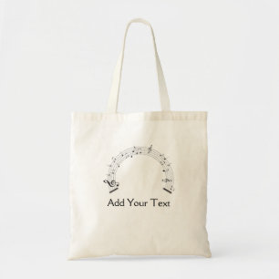 Black and White Rainbow Shaped Music Staff Tote Bag