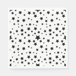 Black and white random size star pattern napkin