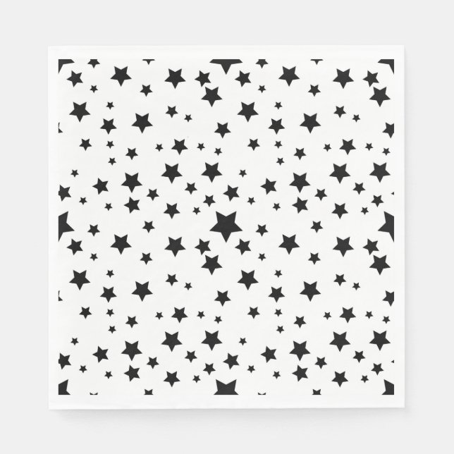 Black and white random size star pattern napkin (Front)