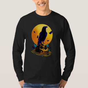Black And White Raven Crow Skull Emo Punk Gothic B T-Shirt