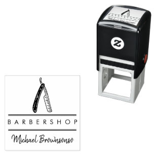 Black and White Razor Barber Self-inking Stamp
