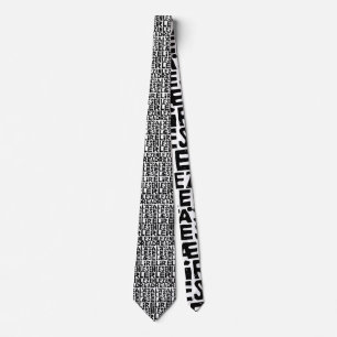 Black and White "Read" in 8 Languages Lino Cut Tie