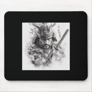 Black And White Realistic Samurai Pencil Drawing S Mouse Mat