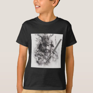 Black And White Realistic Samurai Pencil Drawing S T-Shirt