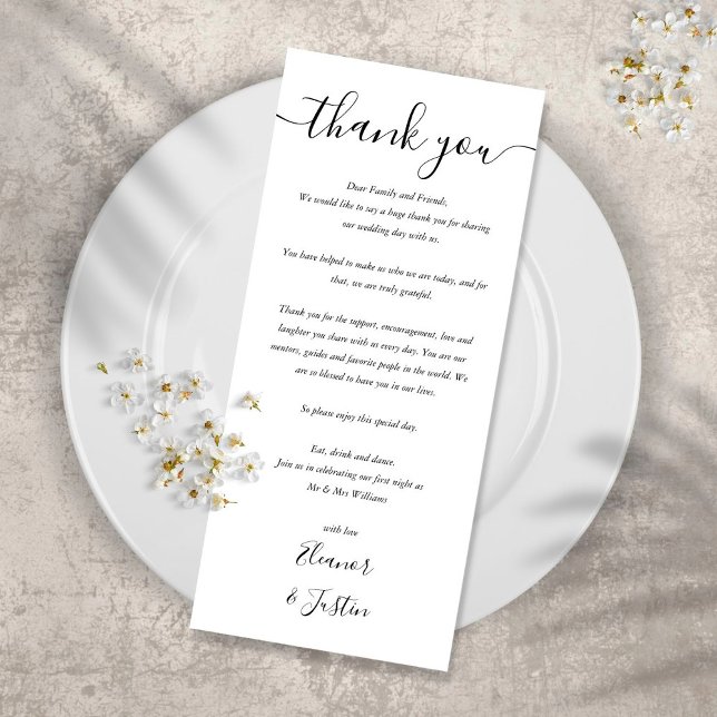 Black And White Reception Thank You Place Card (Creator Uploaded)