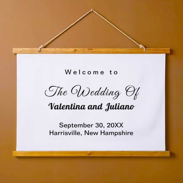 Black and White Rectangle Wedding Hanging Tapestry (Typography style black and white rectangle wedding hanging tapestry)