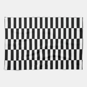 black and white rectangles tea towel