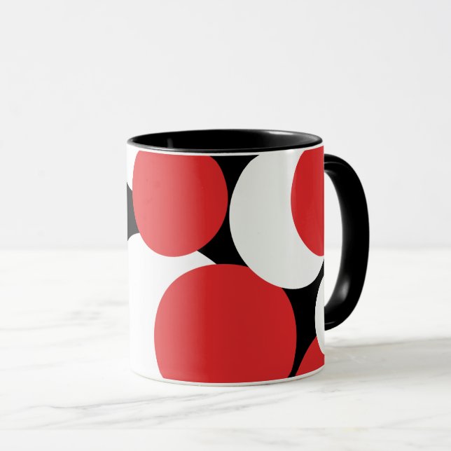 Black and White Red Polka Dots  Mug (Front Right)
