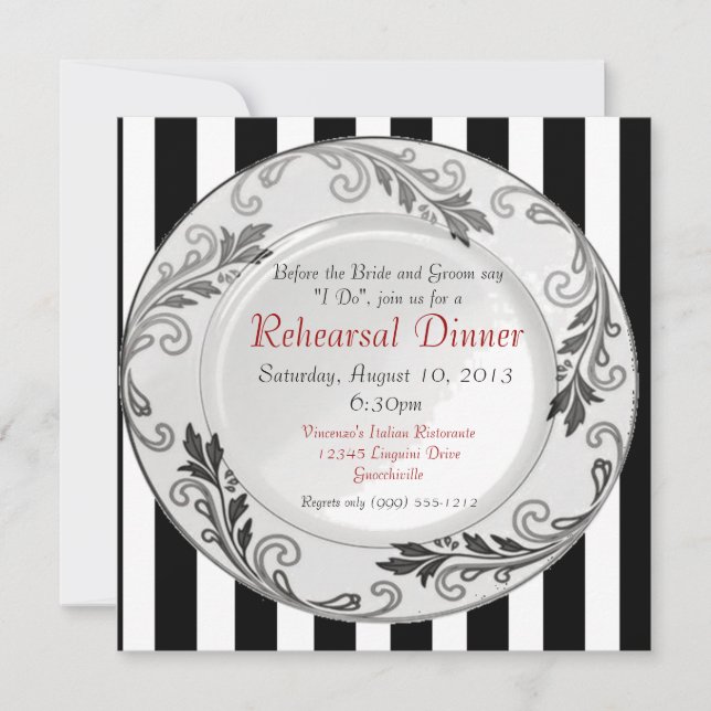 Black and White Rehearsal Dinner Invitations (Front)