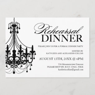 Black and White Rehearsal Dinner Invitations