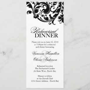 Black and White Rehearsal Dinner Invitations