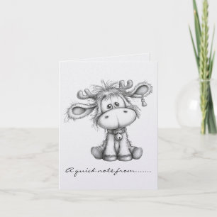 Black and White Reindeer Note Card